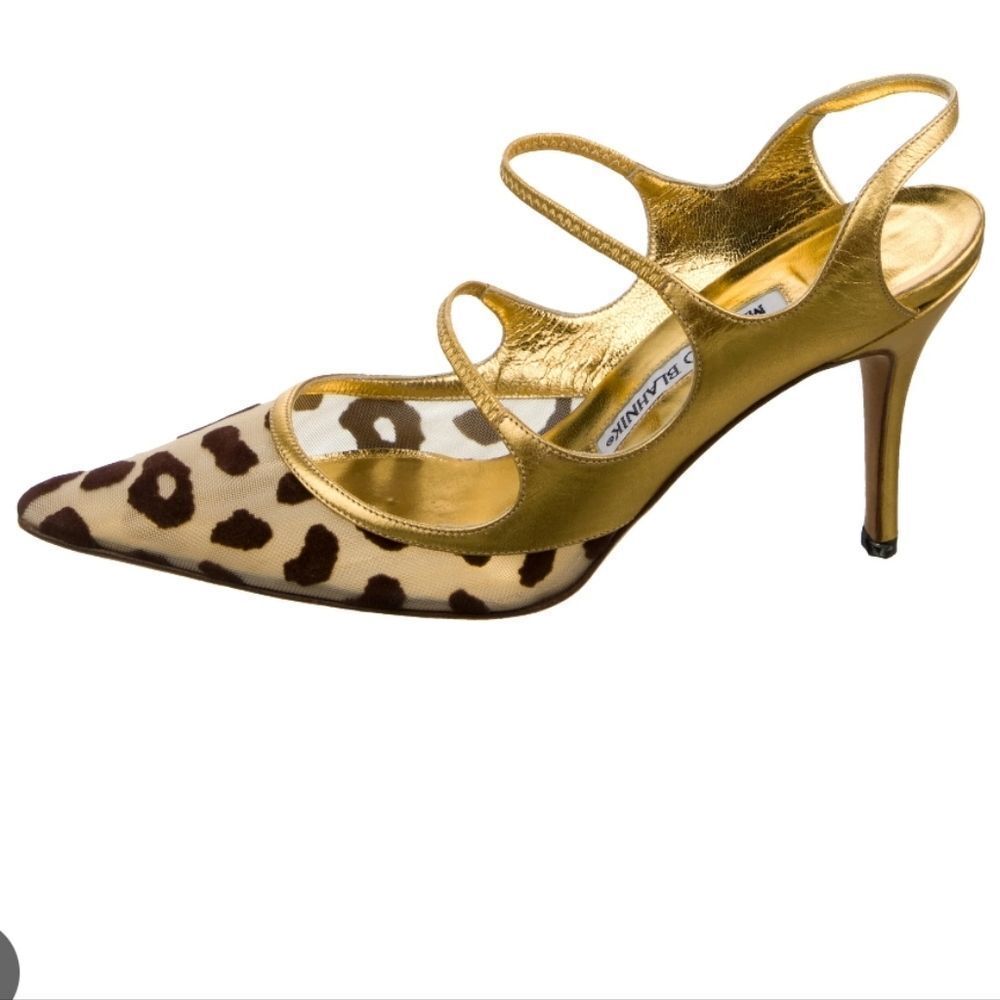 Vintage Manolo blanick leather animal print Slingback sandals - Picture 13 of 13